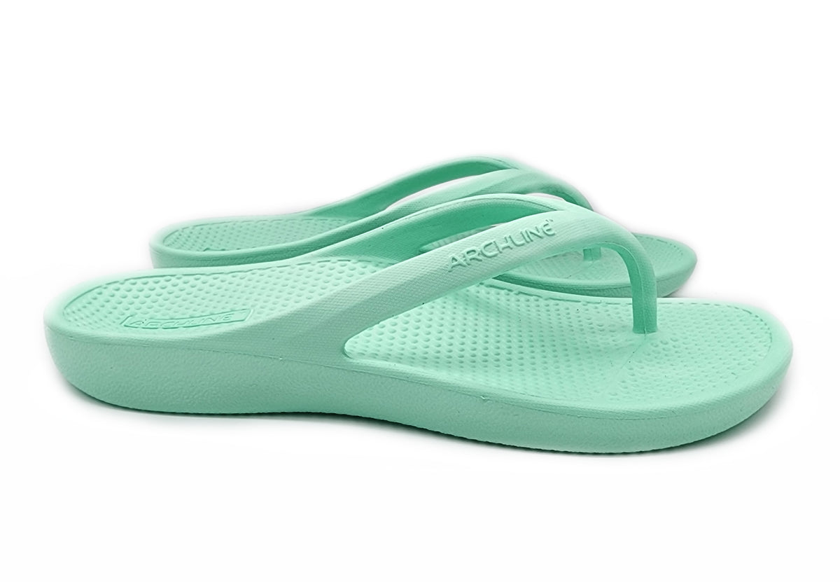 ARCHLINE Orthotic Thongs Arch Support Shoes Footwear Flip Flops Orthopedic - Green/Gold - EUR 43