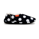 Archline Orthotic Slippers Closed – Black with White Polkadots Slipper Detail Shot