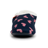 Archline Orthotic Slippers Closed – Navy with Pink Hearts Slipper Detail Large