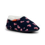Archline Orthotic Slippers Closed – Navy with Pink Hearts Slipper Side Large
