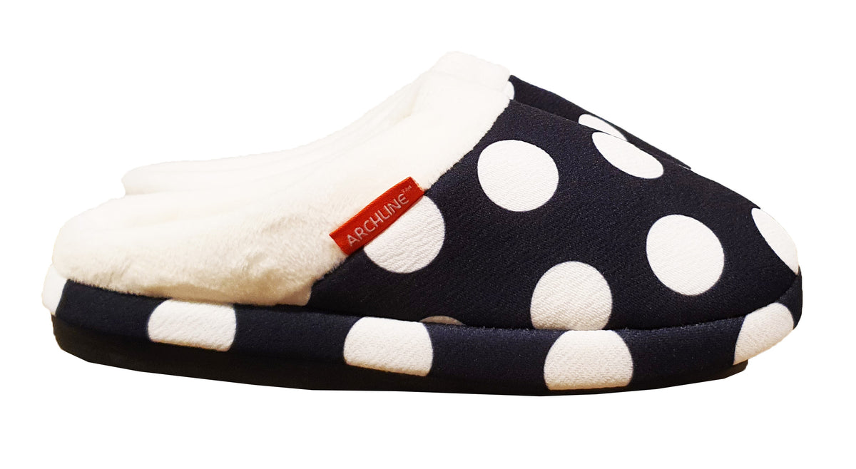 Archline Orthotic Slippers Slip-On – Black W/ White Polkadots ...