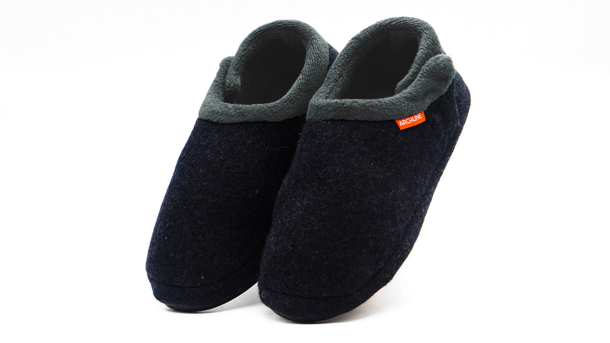 Archline Orthotic Slippers Closed – Charcoal Marl – Archline Footcare