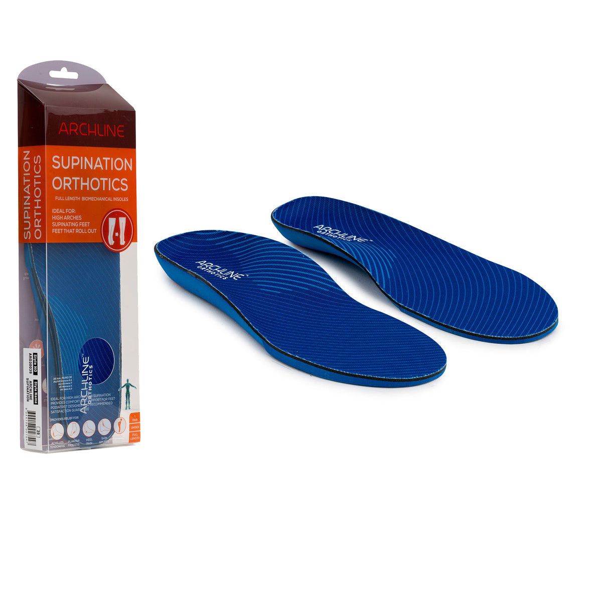 Archline Supination Orthotic Insoles – Full Length (Unisex) Plantar Fa