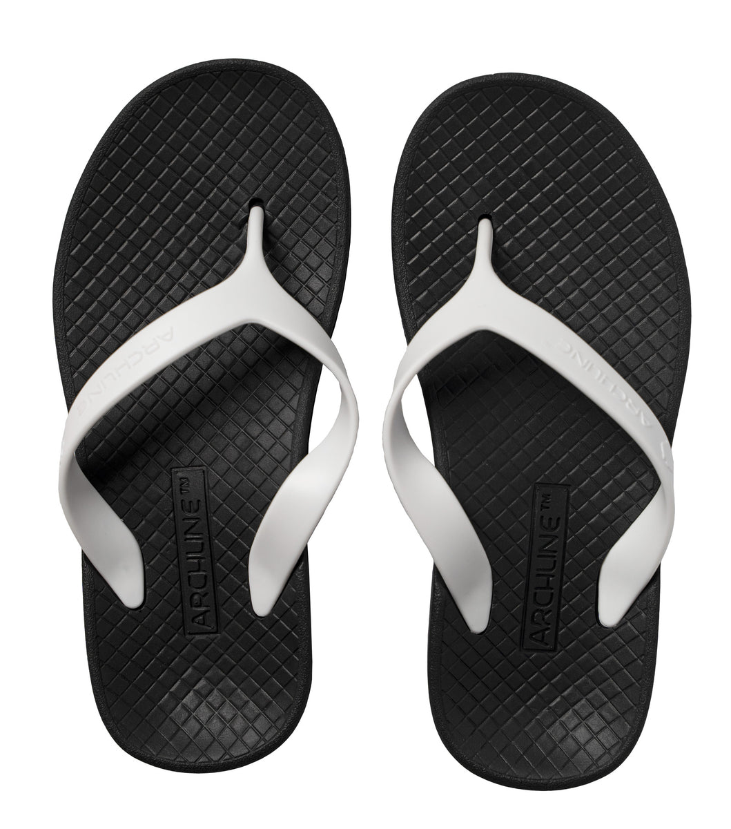 Archline Balance Orthotic Thongs - Black/White – Archline Footcare